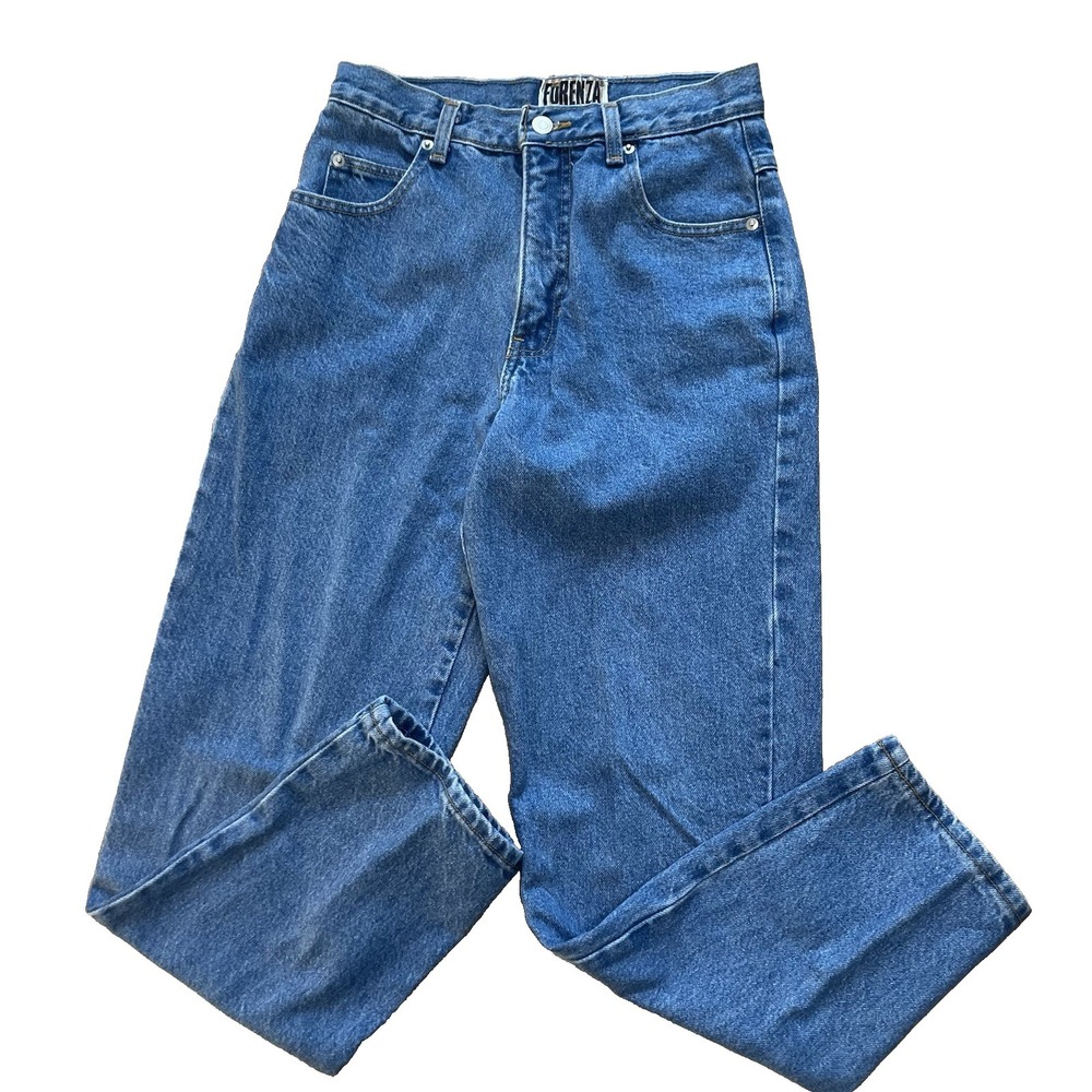 Forenza Womens Vintage 80s High Waisted Blue Tapered Leg Jeans 27x28 Sz 6 Petite